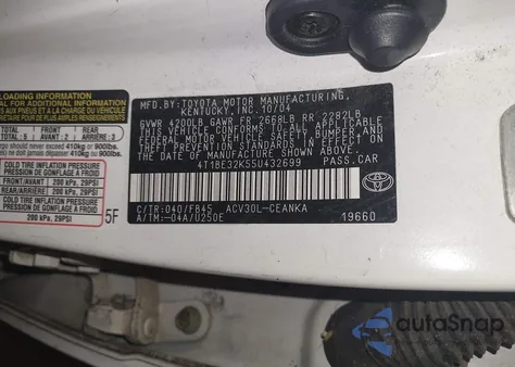 2005 Toyota Camry Le из США, поврежденный, VIN 4T1BE32K55U432699